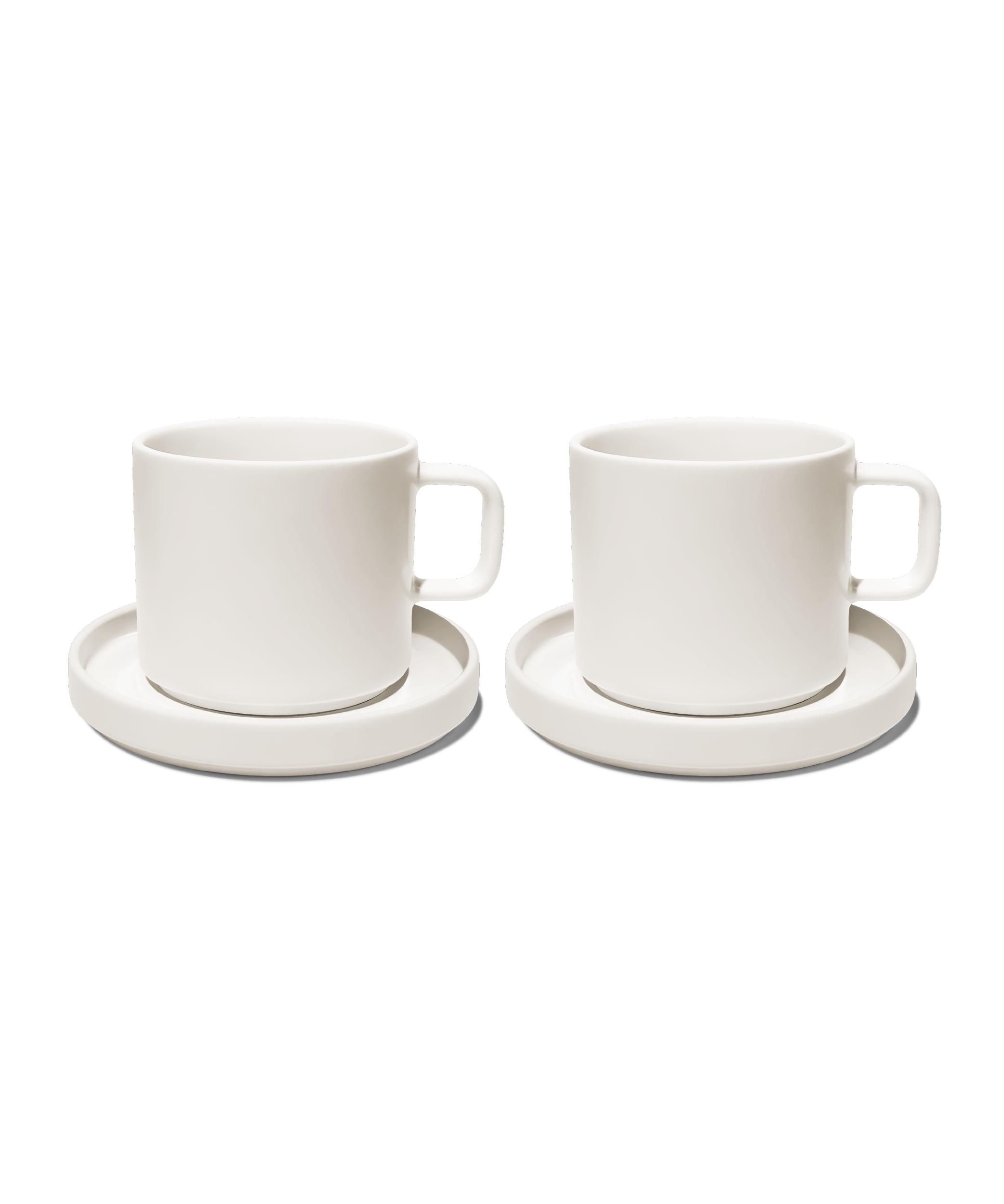 Tasse mit Untertasse in Cremeweiß glänzend | Nia