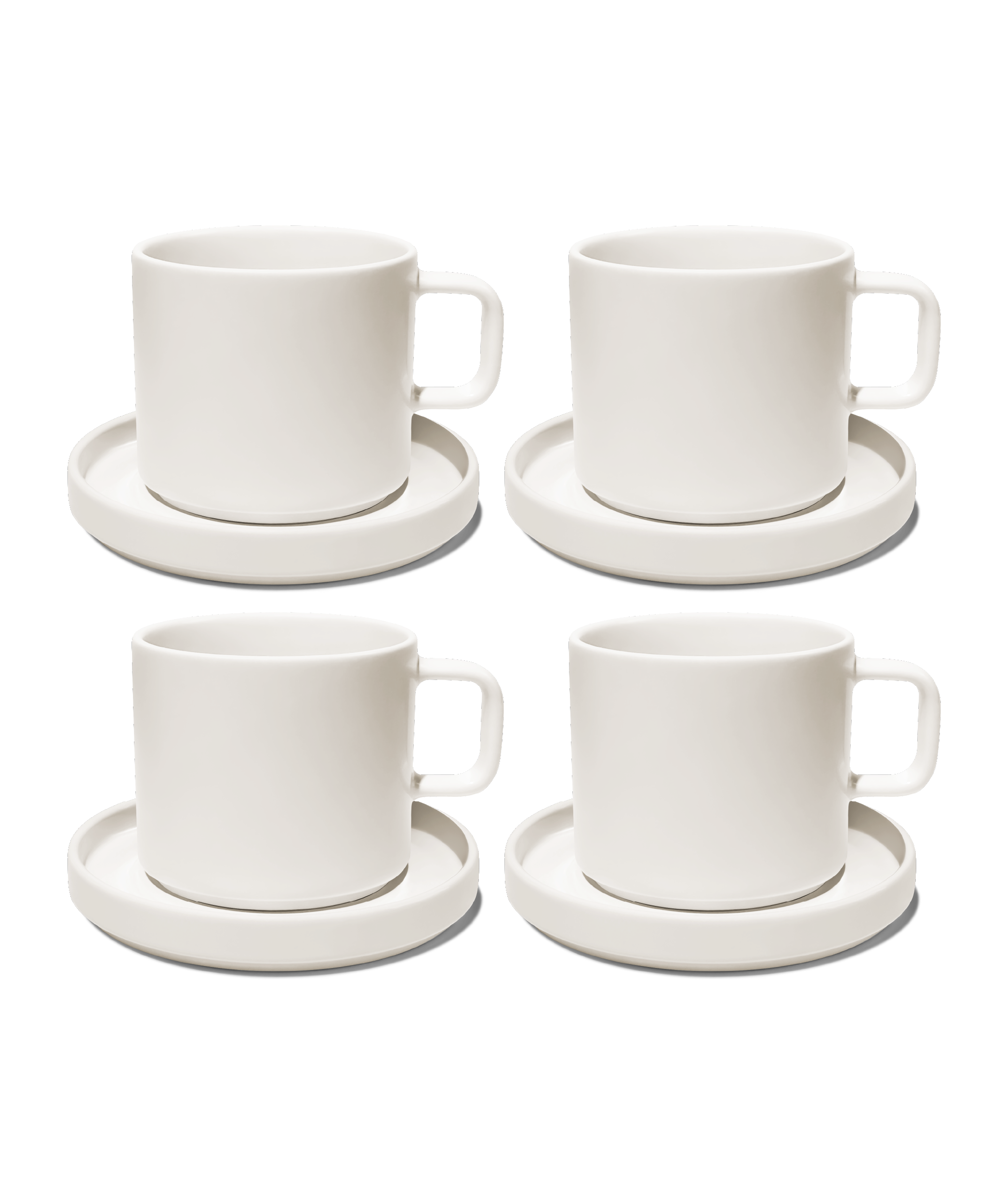 Tasse mit Untertasse in Cremeweiß glänzend | Nia