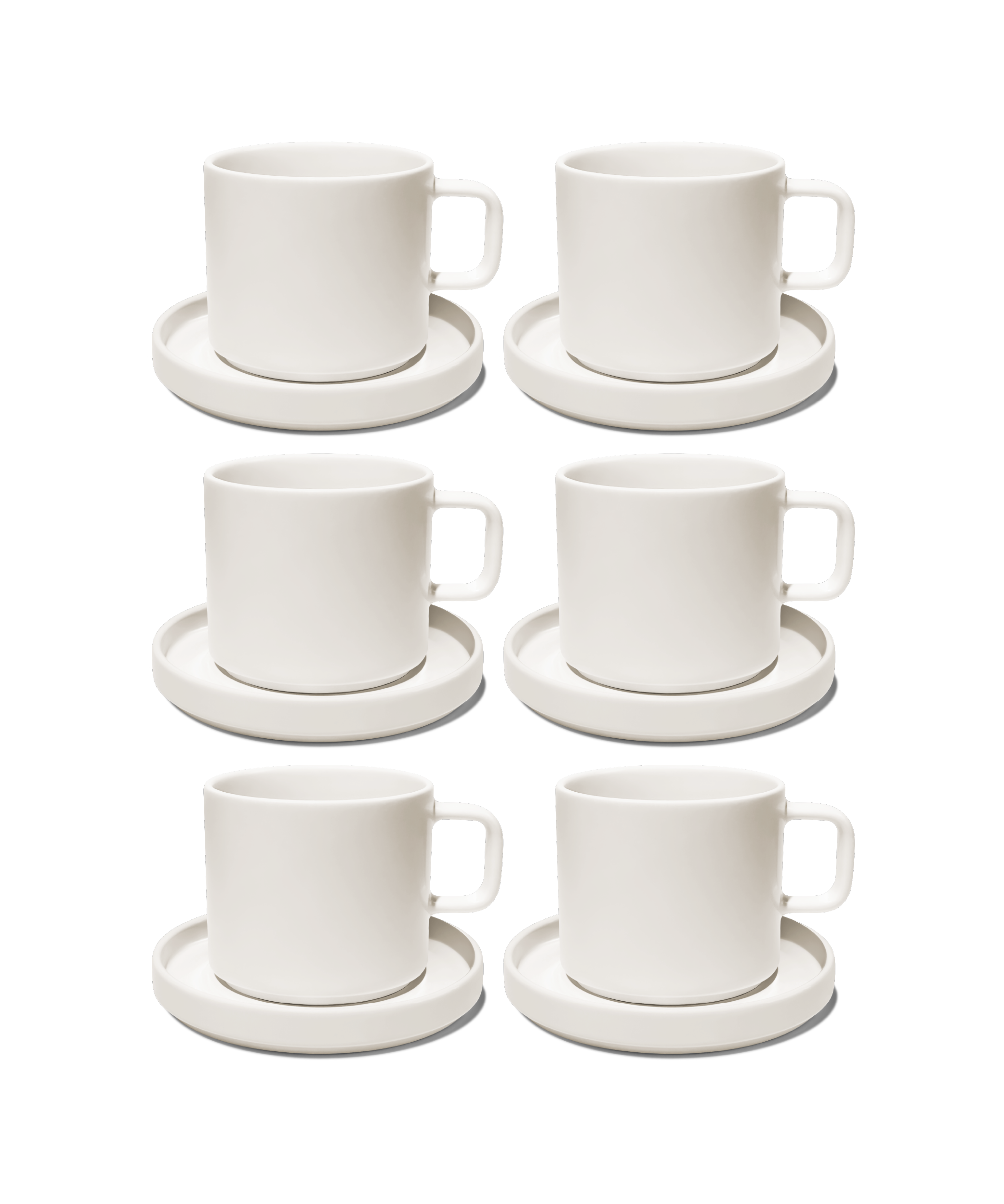 Tasse mit Untertasse in Cremeweiß glänzend | Nia