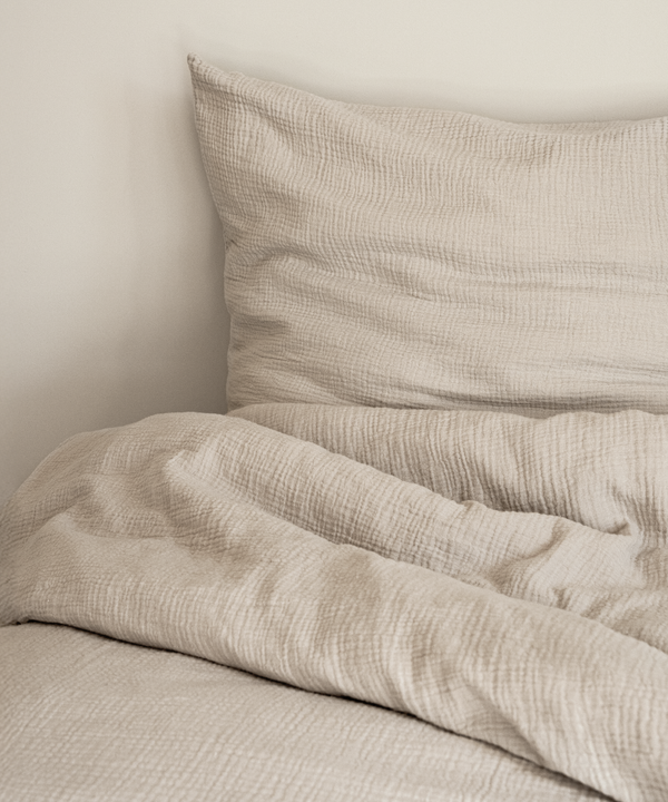 Beige Musselin Einzelbettwäsche | Haven