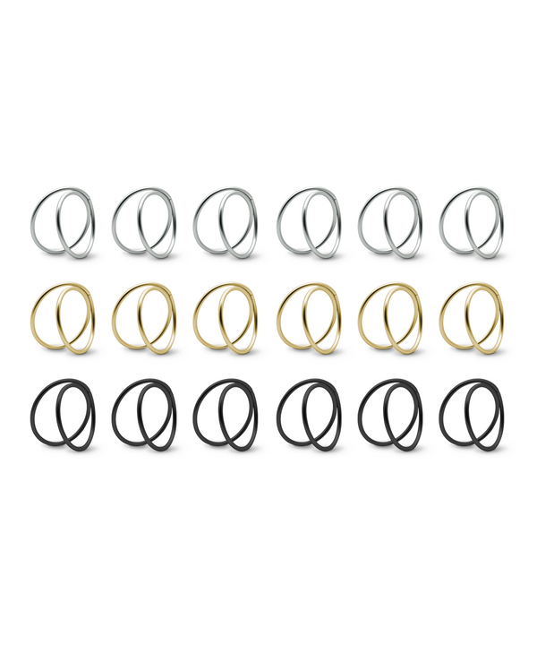 Serviettenringe Gold, Silber & Schwarz im 3x 6er Set | Rina
