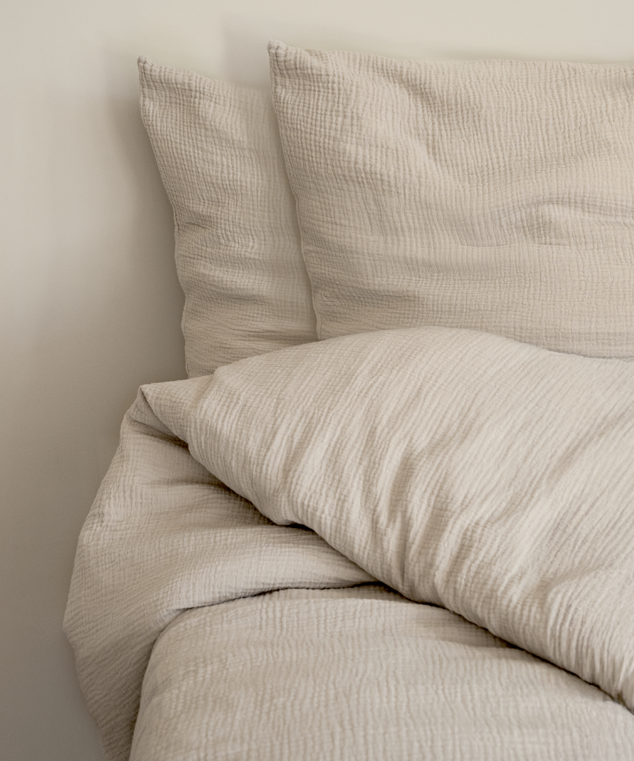 Beige Musselin Doppelbettwäsche | Haven