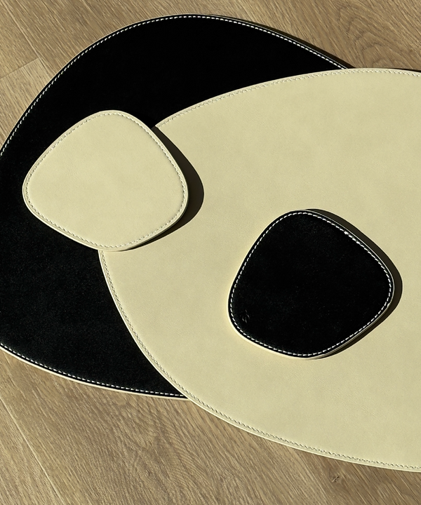 Glasuntersetzer Schwarz/Beige | Jade
