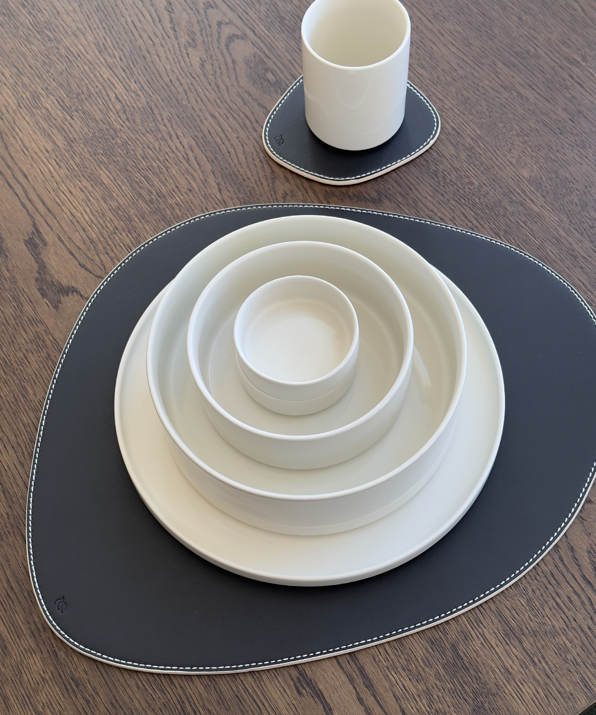 Telleruntersetzer Schwarz/Beige | Jade