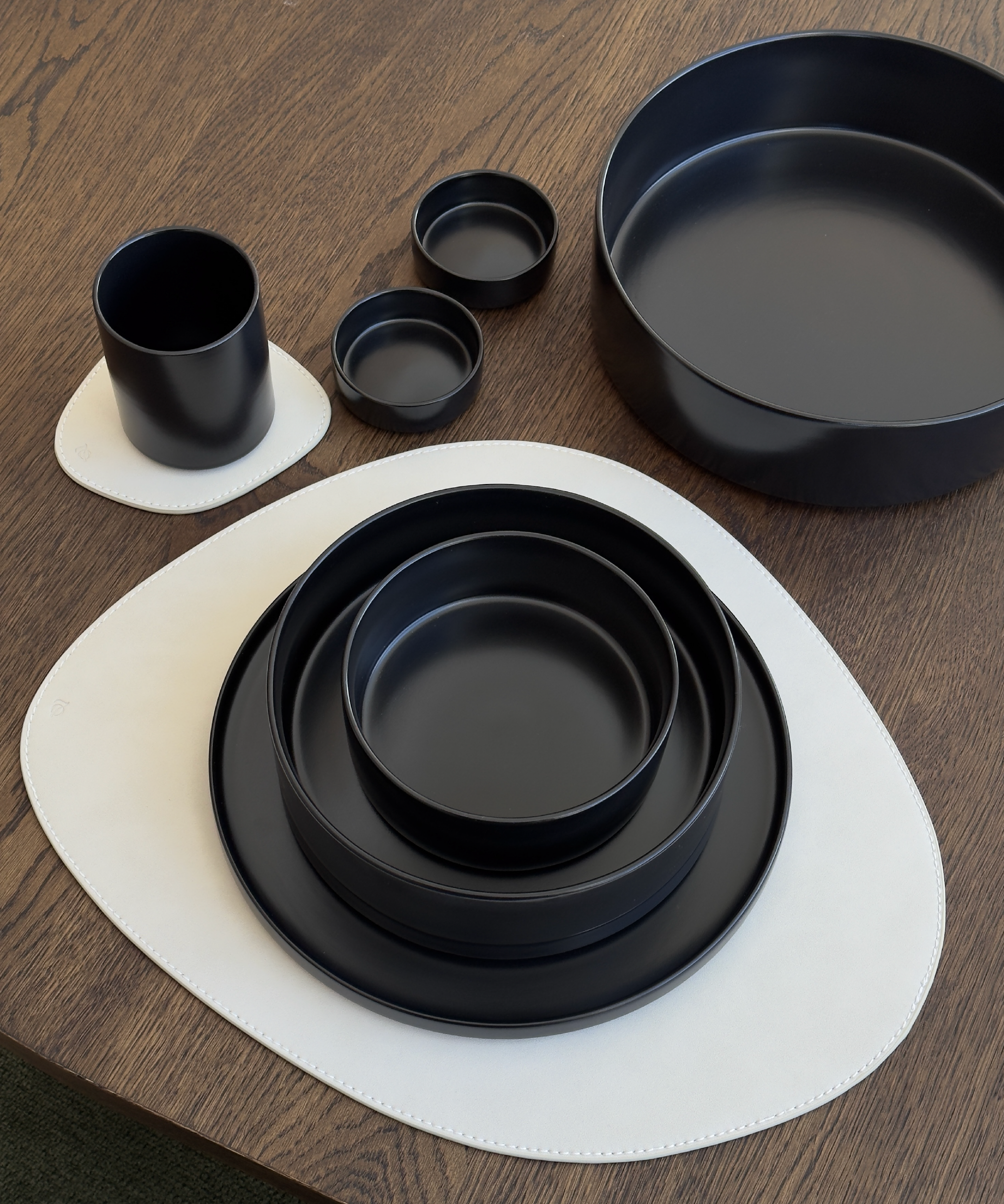 Telleruntersetzer Schwarz/Beige | Jade