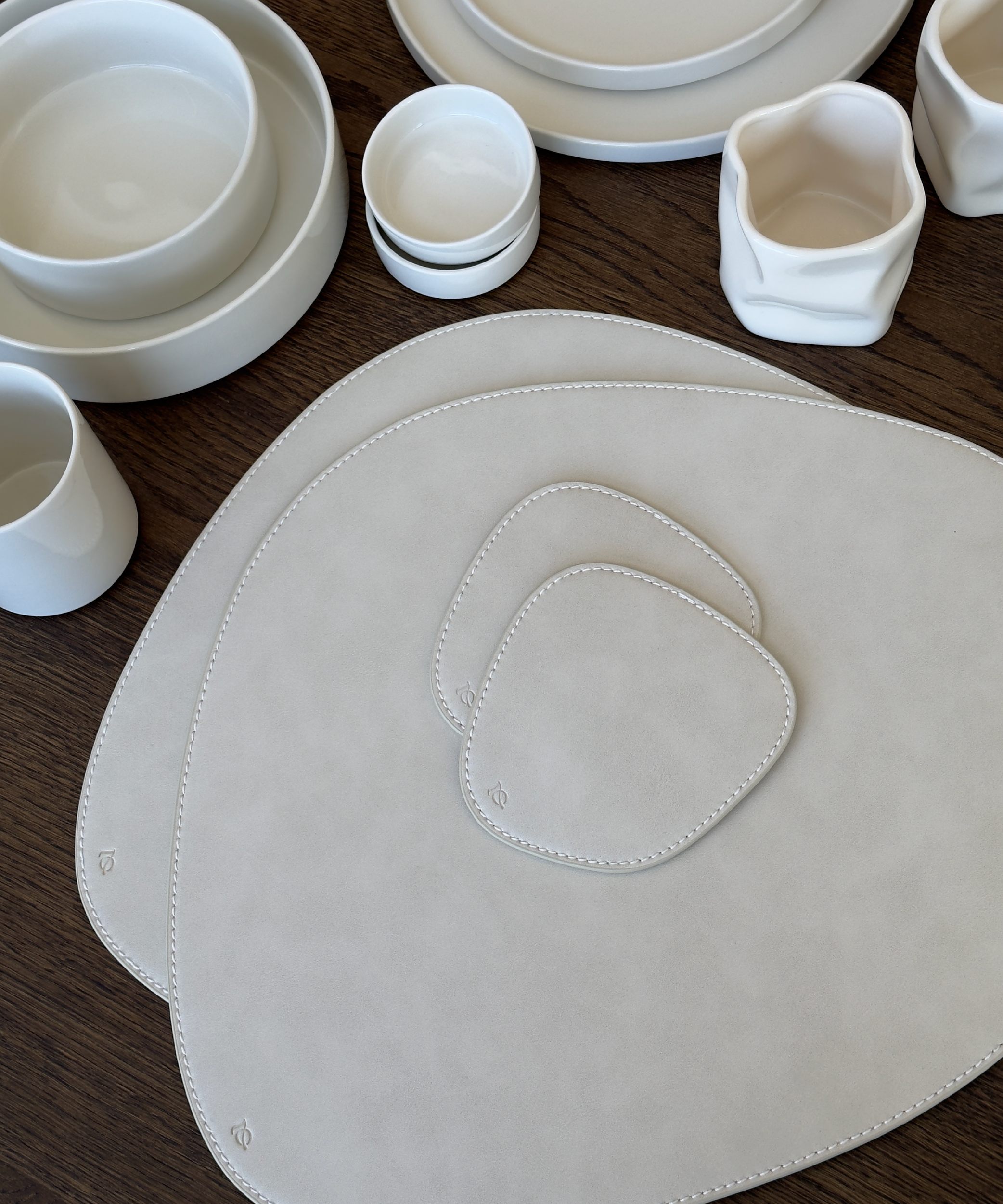 Telleruntersetzer Taupe/Creme | Jade