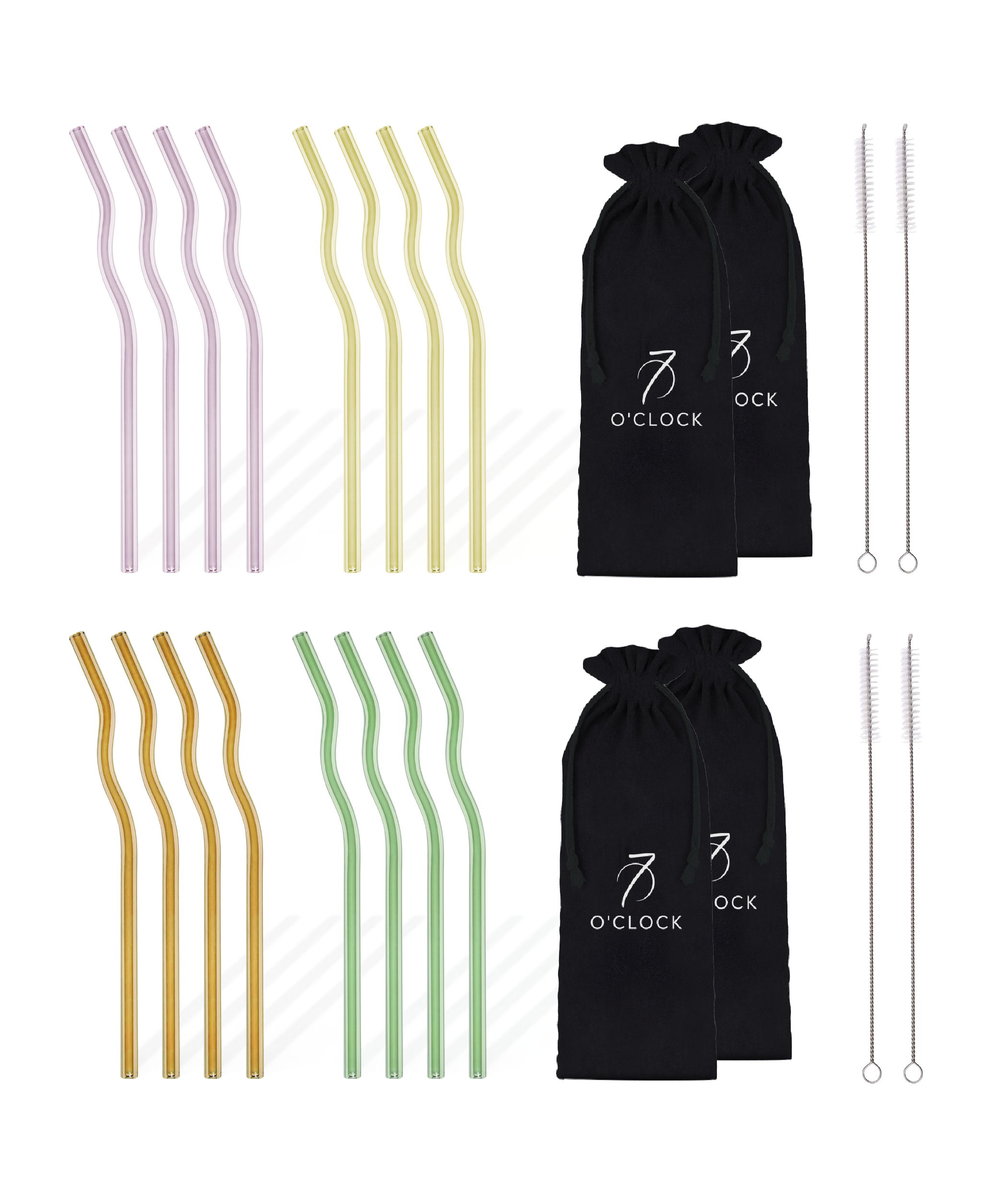 4 x 4er-Set lange Glasstrohhalme | Luna