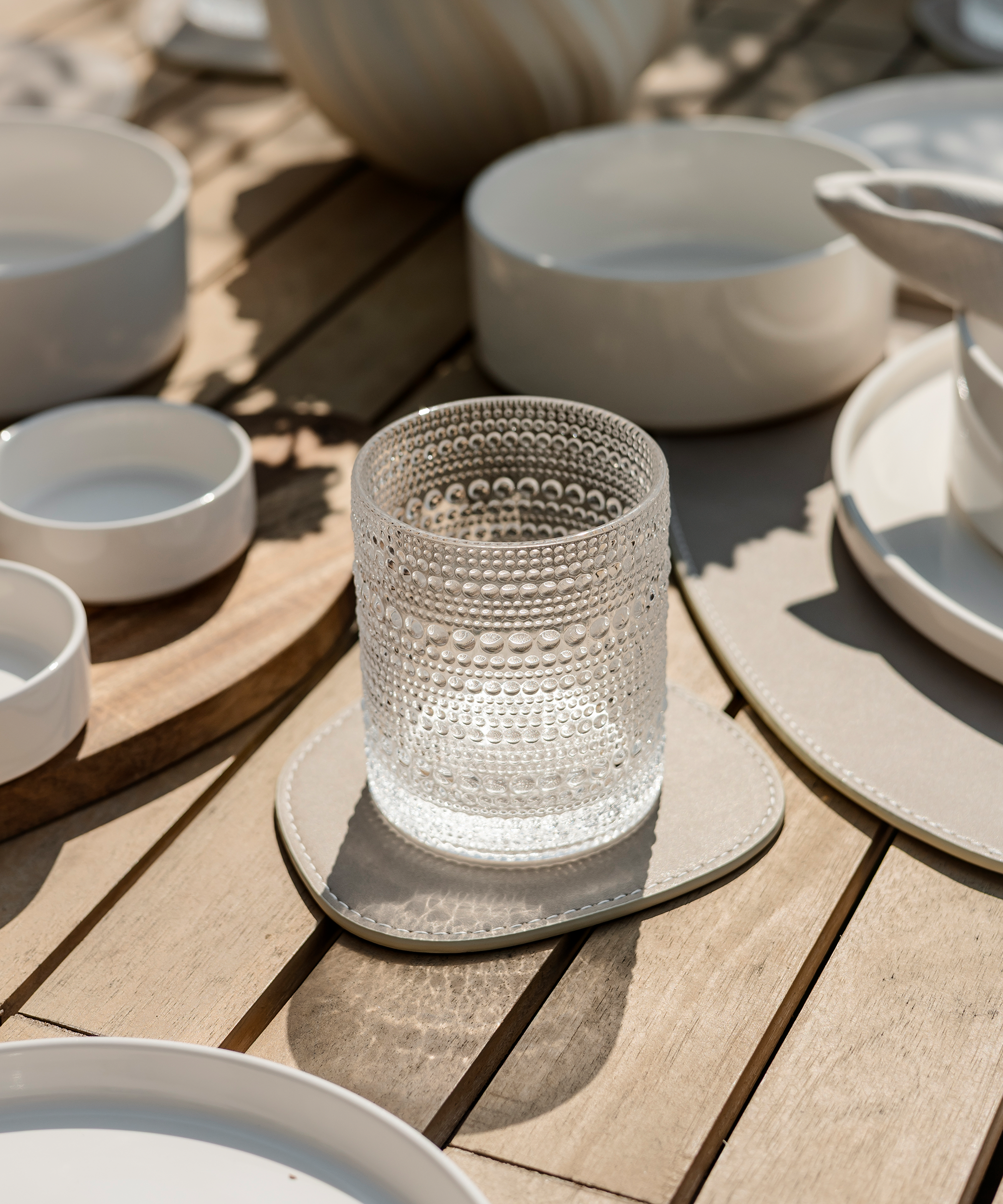Teller- und Glasuntersetzer Taupe/Creme | Jade