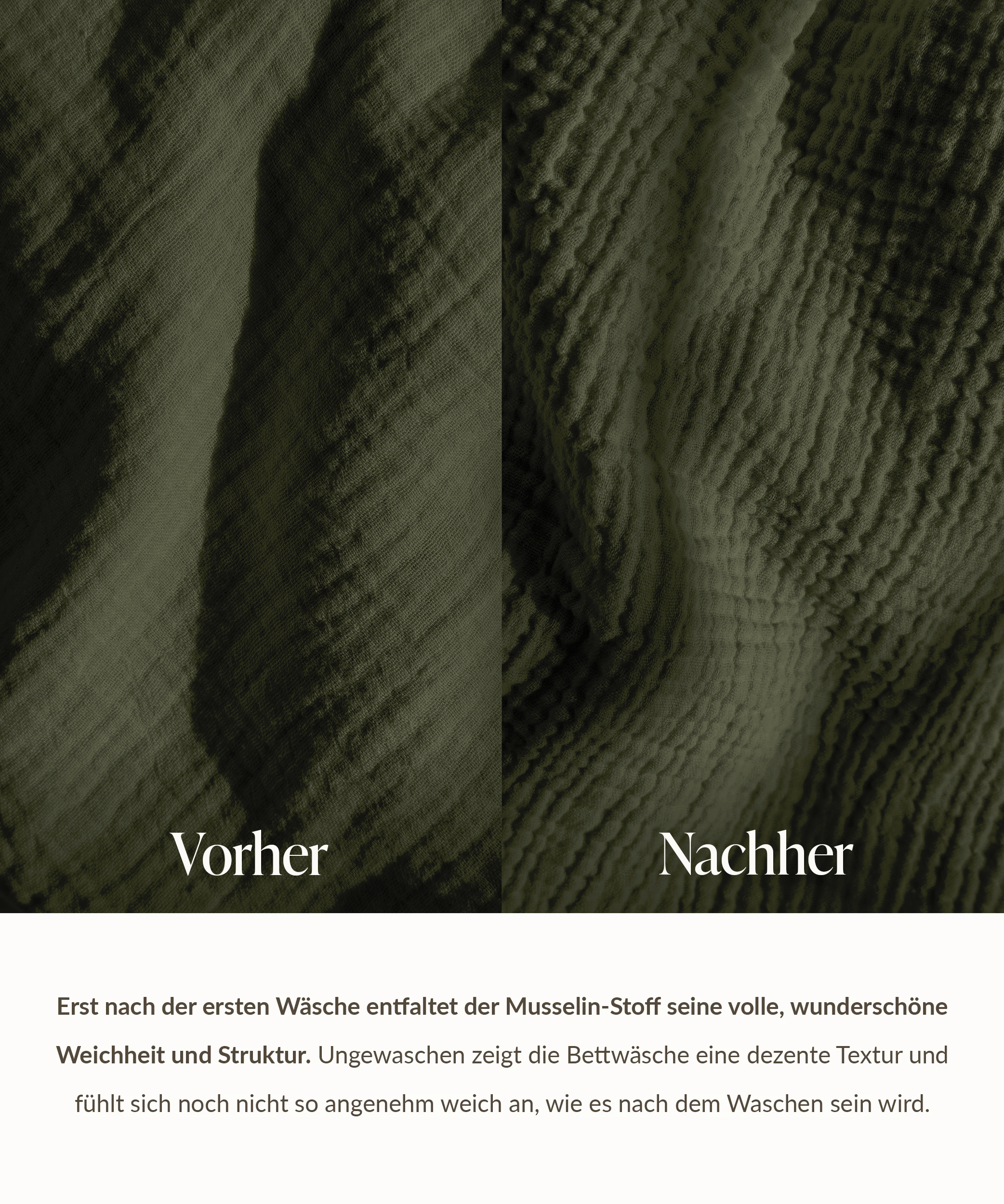 Khakifarbene Musselin Einzelbettwäsche | Haven