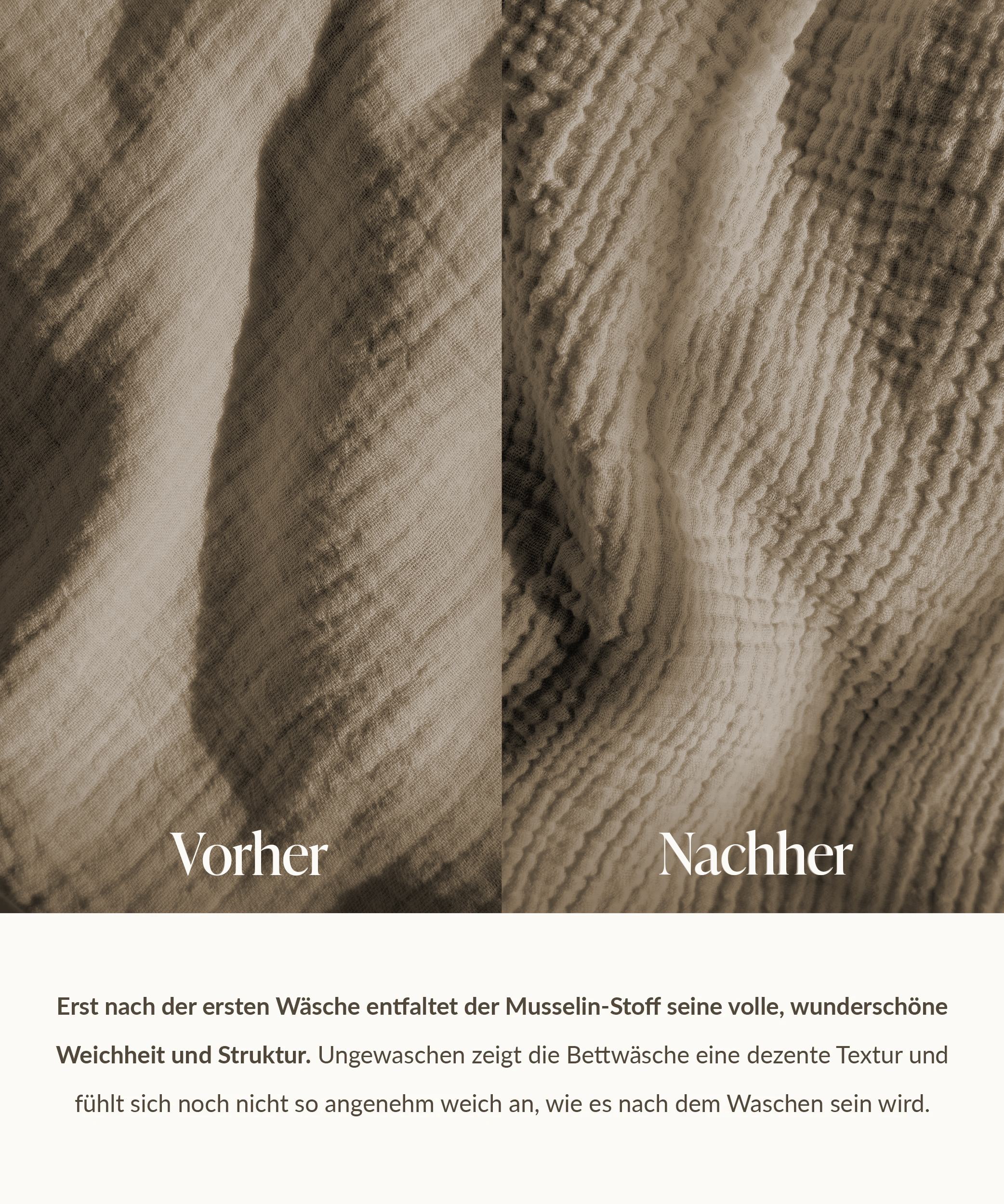 Taupefarbene Musselin Einzelbettwäsche | Haven