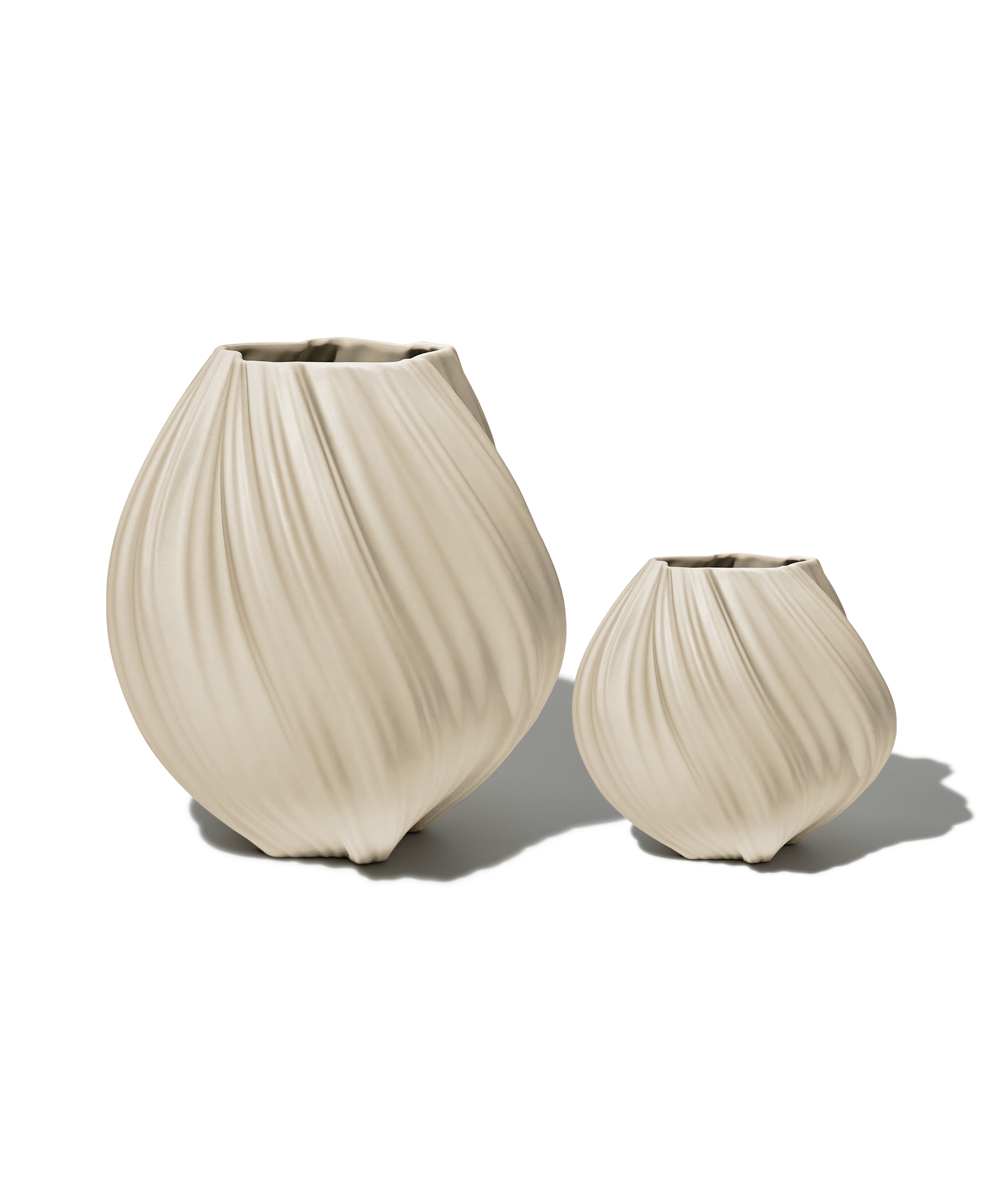 Set aus großer und kleiner Keramik Vase in Beige | Flora