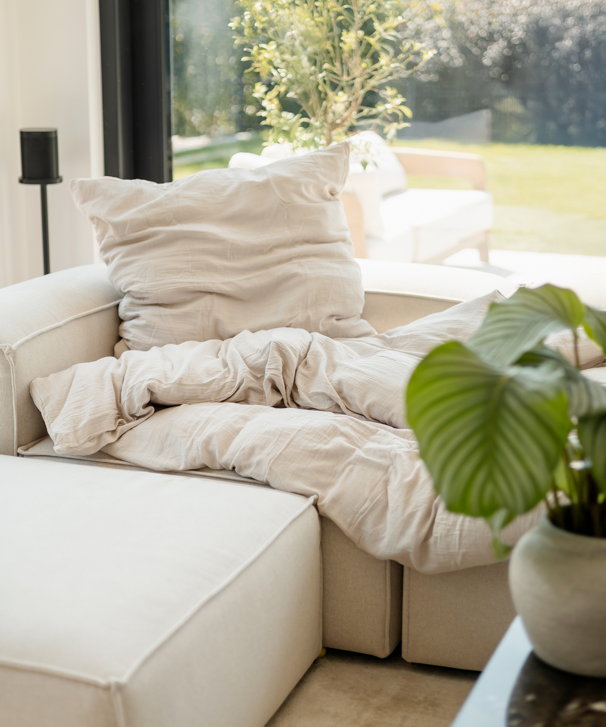 Beige Musselin Einzelbettwäsche | Haven