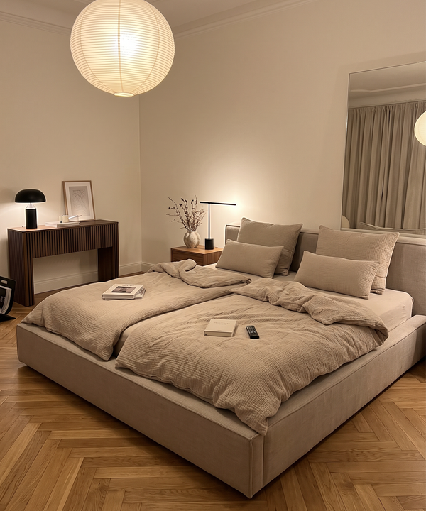Haven Partner-Set Beige | 2× Musselin Einzelbettwäsche + 2× Kissenbezug 40×80