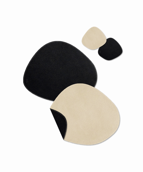 Teller- und Glasuntersetzer Schwarz/Beige | Jade