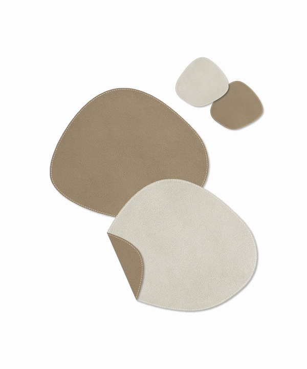 Teller- und Glasuntersetzer Taupe/Creme | Jade