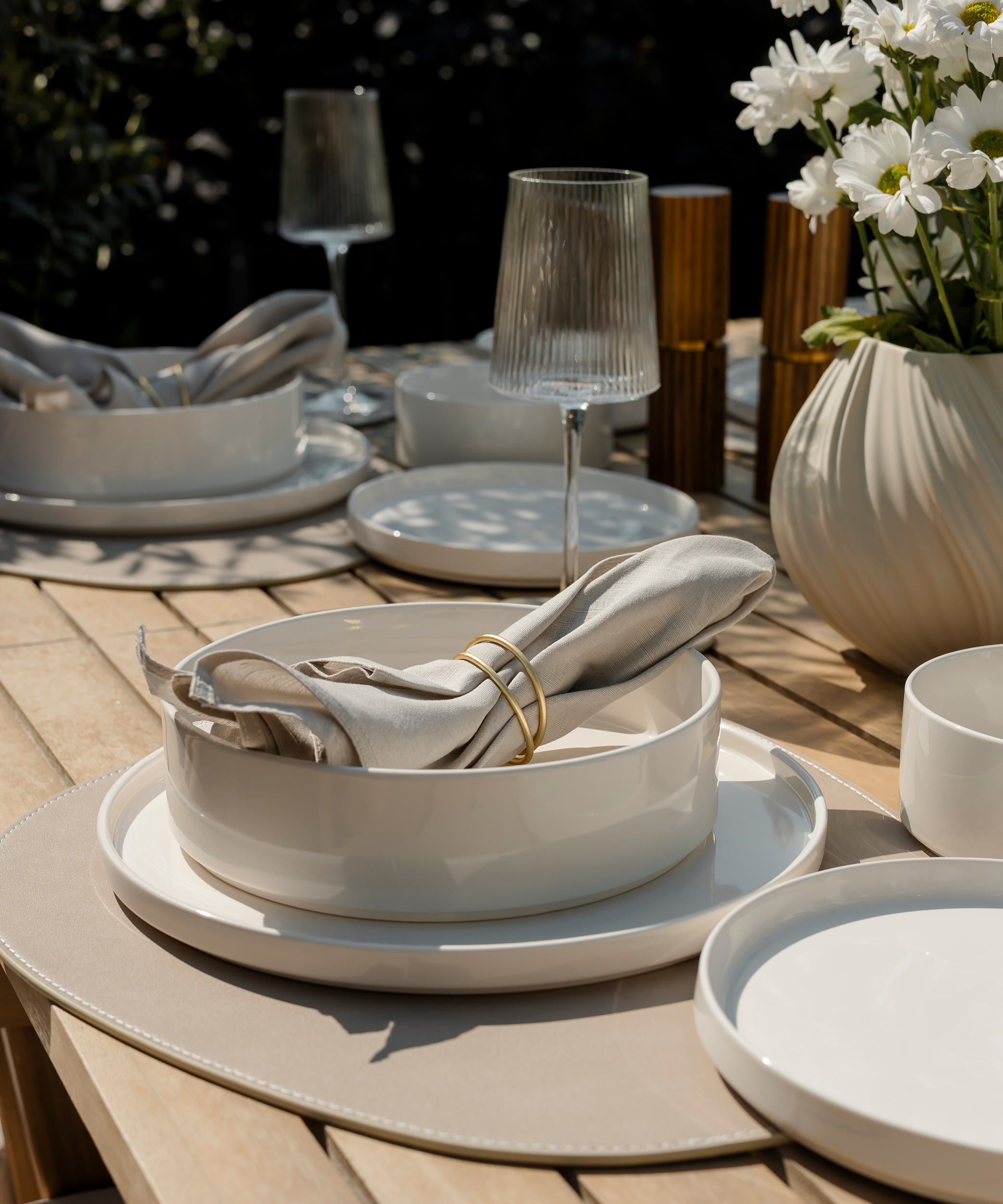 Teller- und Glasuntersetzer Taupe/Creme | Jade