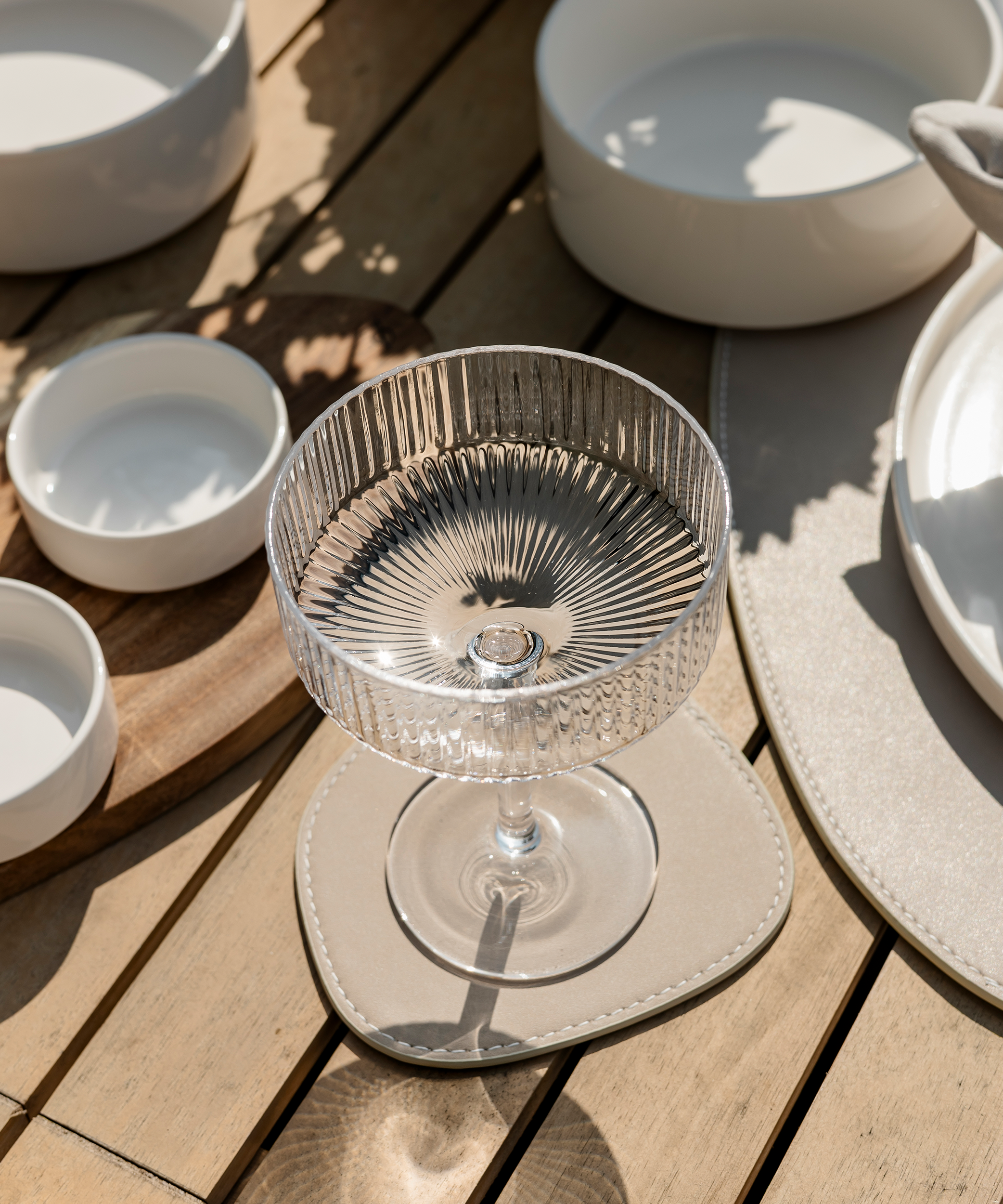 Teller- und Glasuntersetzer Taupe/Creme | Jade