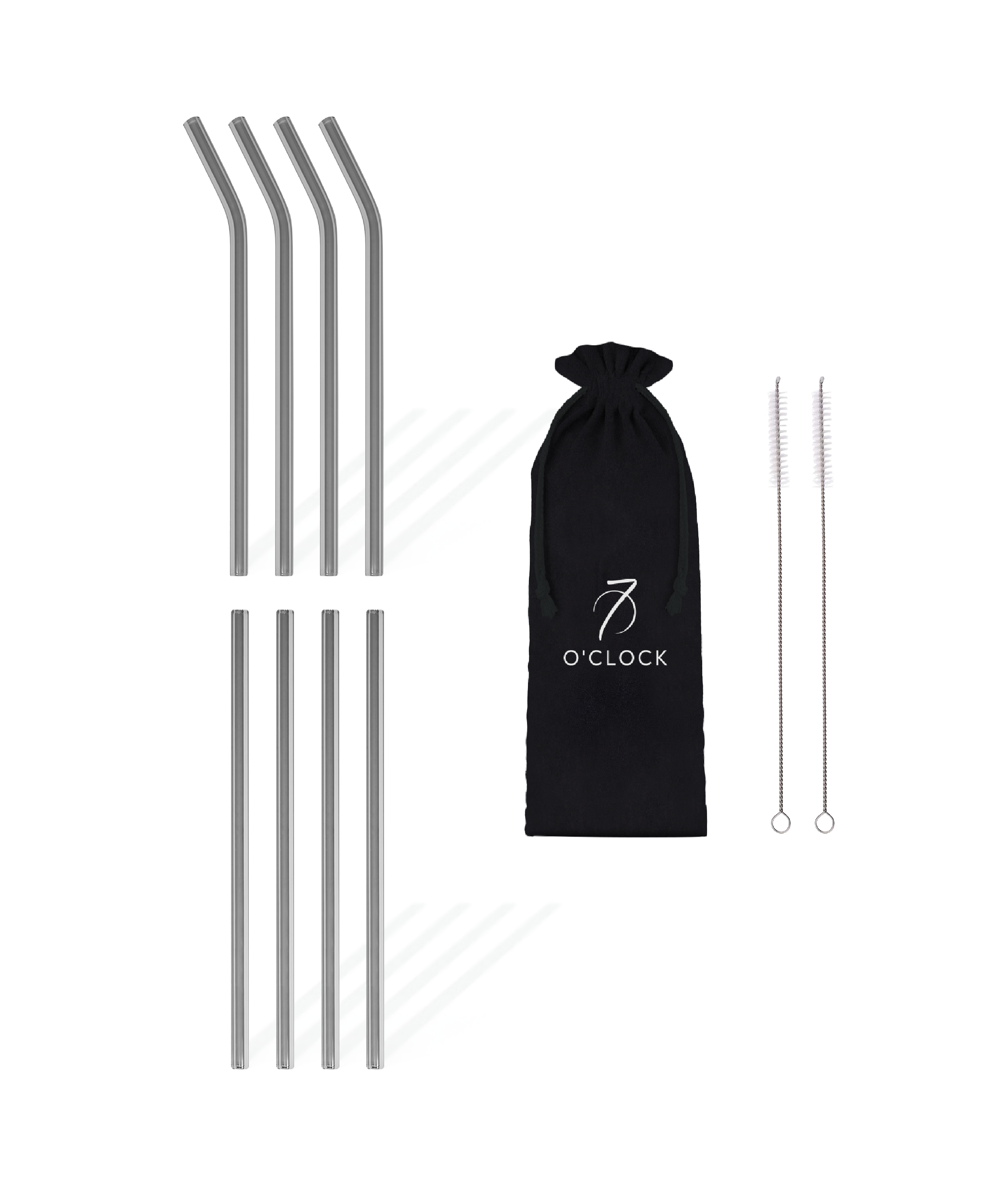 Schwarze Glasstrohhalme 8er Set | Aris