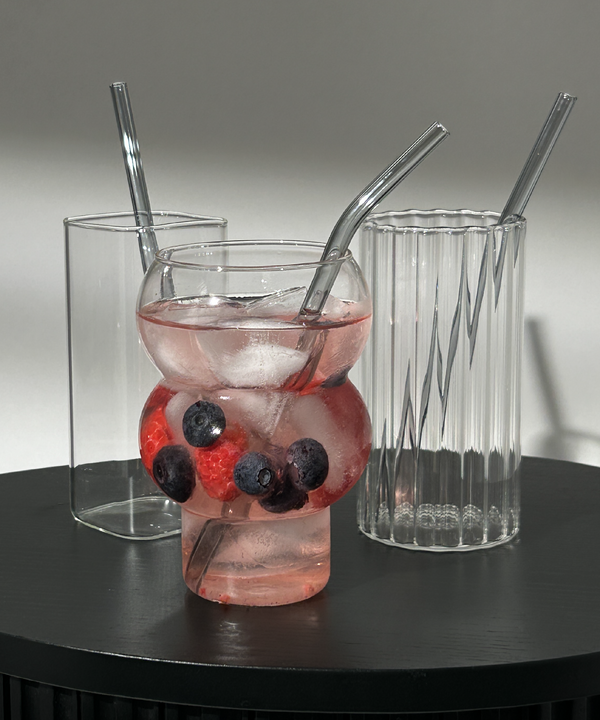 Schwarze Glasstrohhalme 8er Set | Aris
