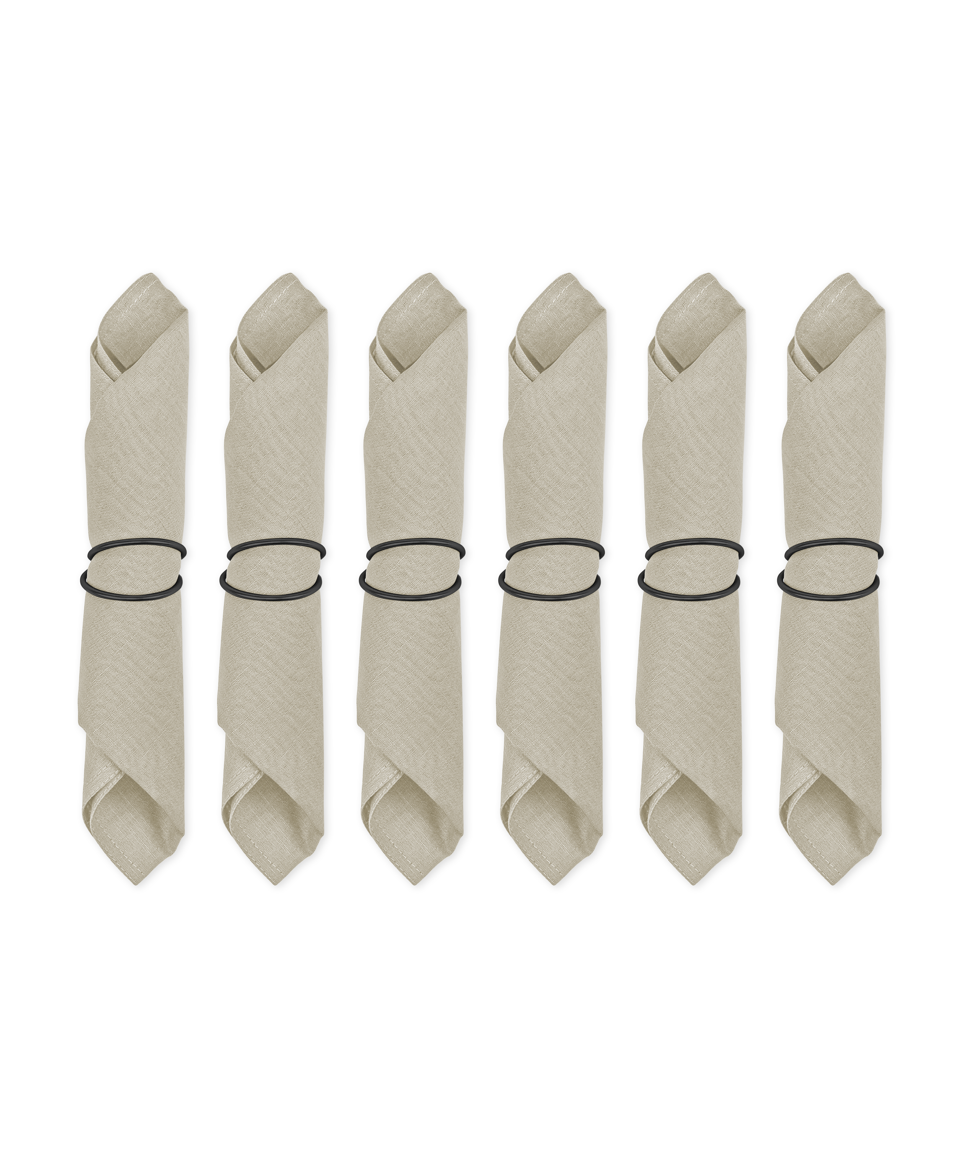 Beige Servietten mit Serviettenring 6er Set | Kyla & Rina