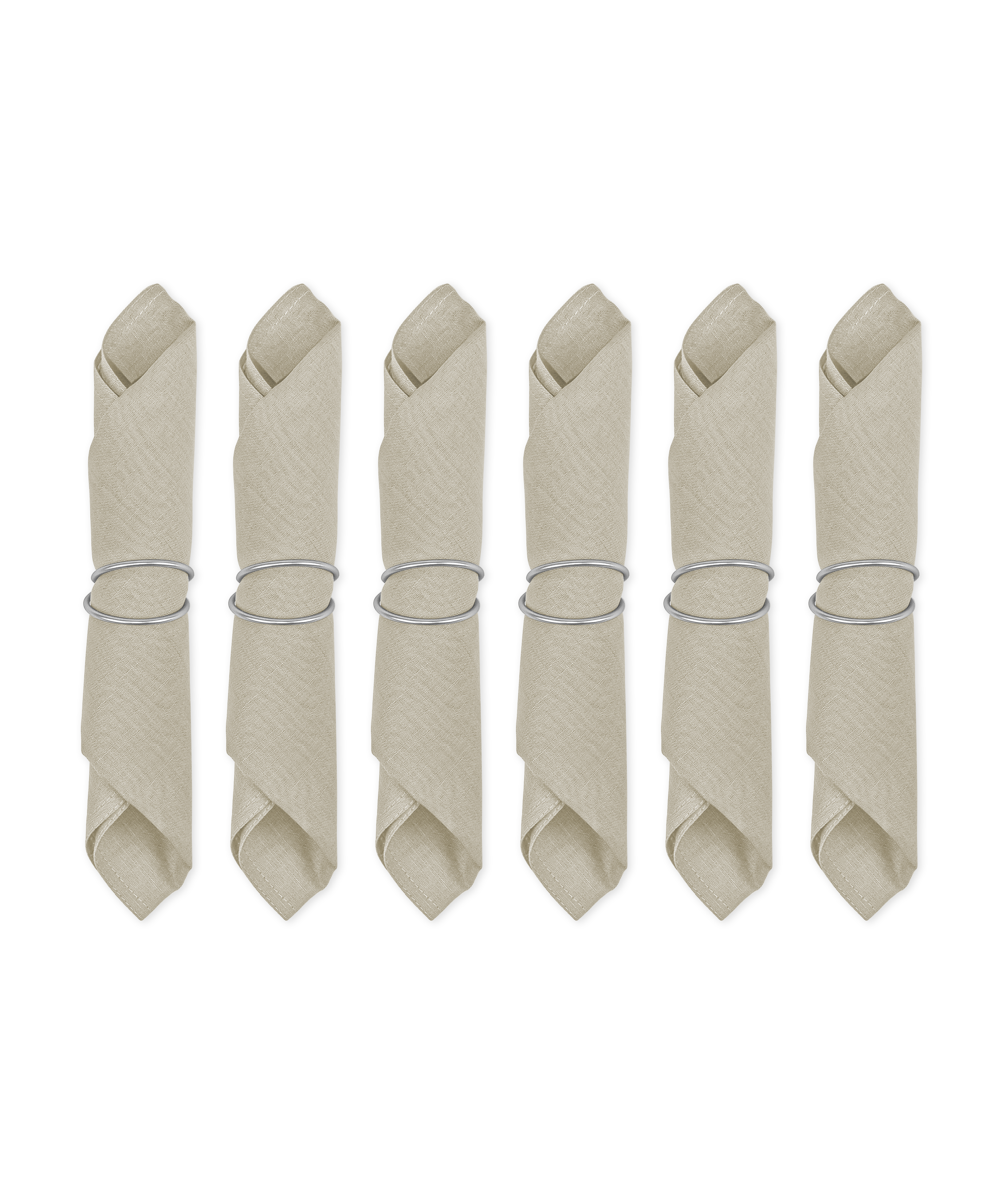 Beige Servietten mit Serviettenring 6er Set | Kyla & Rina