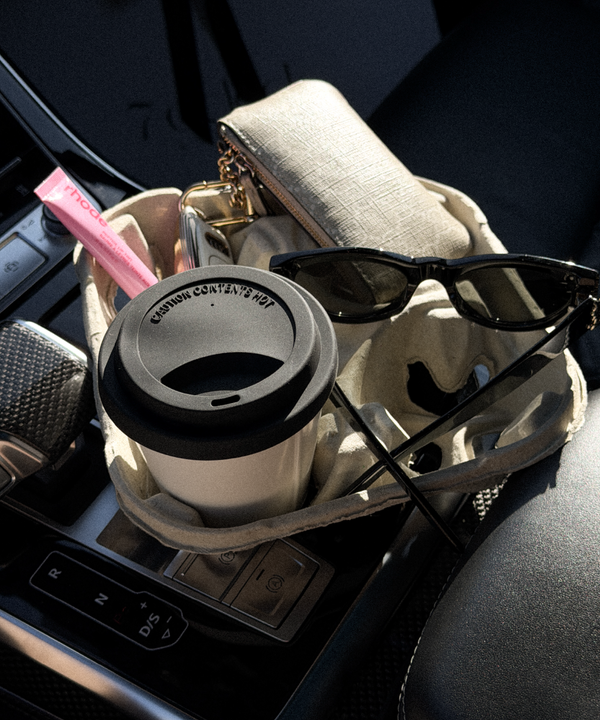 Keramik To-Go Becher mit schwarzem Silikon-Deckel | Brooklyn