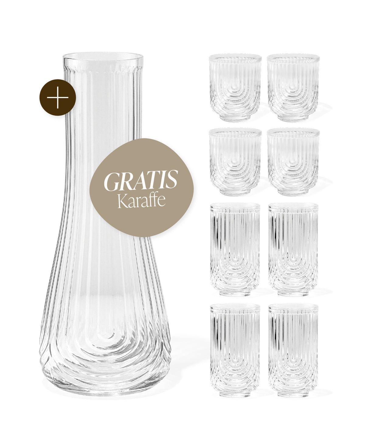 8er Set kleines & groĂes Glas mit GRATIS Karaffe