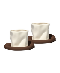 Organischer Keramik Becher mit braunen Untersetzern – alaska + elou collection von 7 O'CLOCK