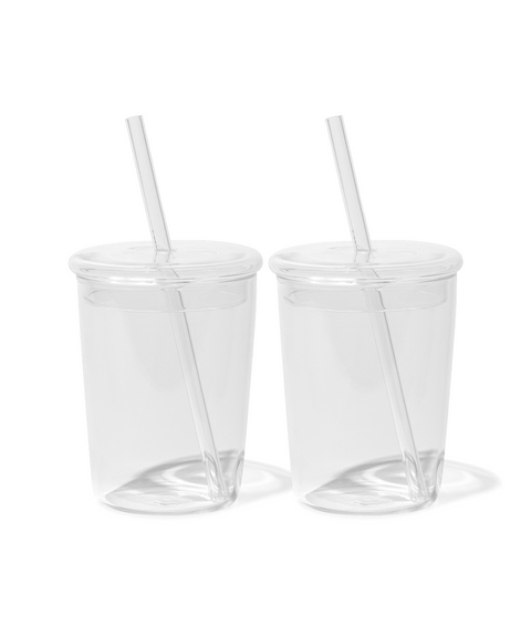 Trinkglas mit Deckel und Strohhalm im To-Go Design | Liv