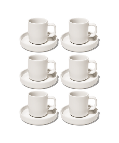 Espresso-Tasse mit Untertasse in Cremeweiß aus der Serie Nia – Draufsicht