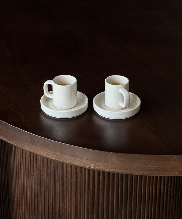 Espresso-Tasse mit Untertasse Cremeweiß | Nia