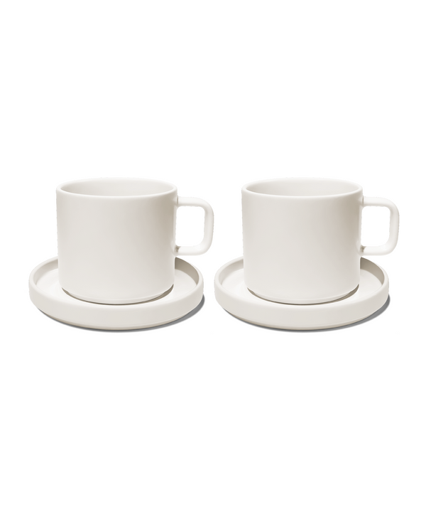 Tasse mit Untertasse in Cremeweiß glänzend | Nia