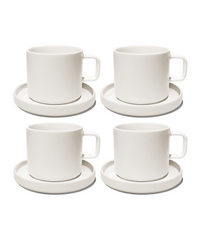 Tasse mit Untertasse in Cremeweiß glänzend | Nia
