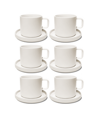 Tasse mit Untertasse in Cremeweiß glänzend | Nia