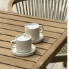 Tasse mit Untertasse in Cremeweiß glänzend | Nia