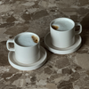 Tasse mit Untertasse in Cremeweiß glänzend | Nia