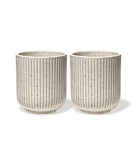 Keramik Becher im geriffeltem Design Beige | Paris