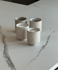 Keramik Becher im geriffeltem Design Beige | Paris