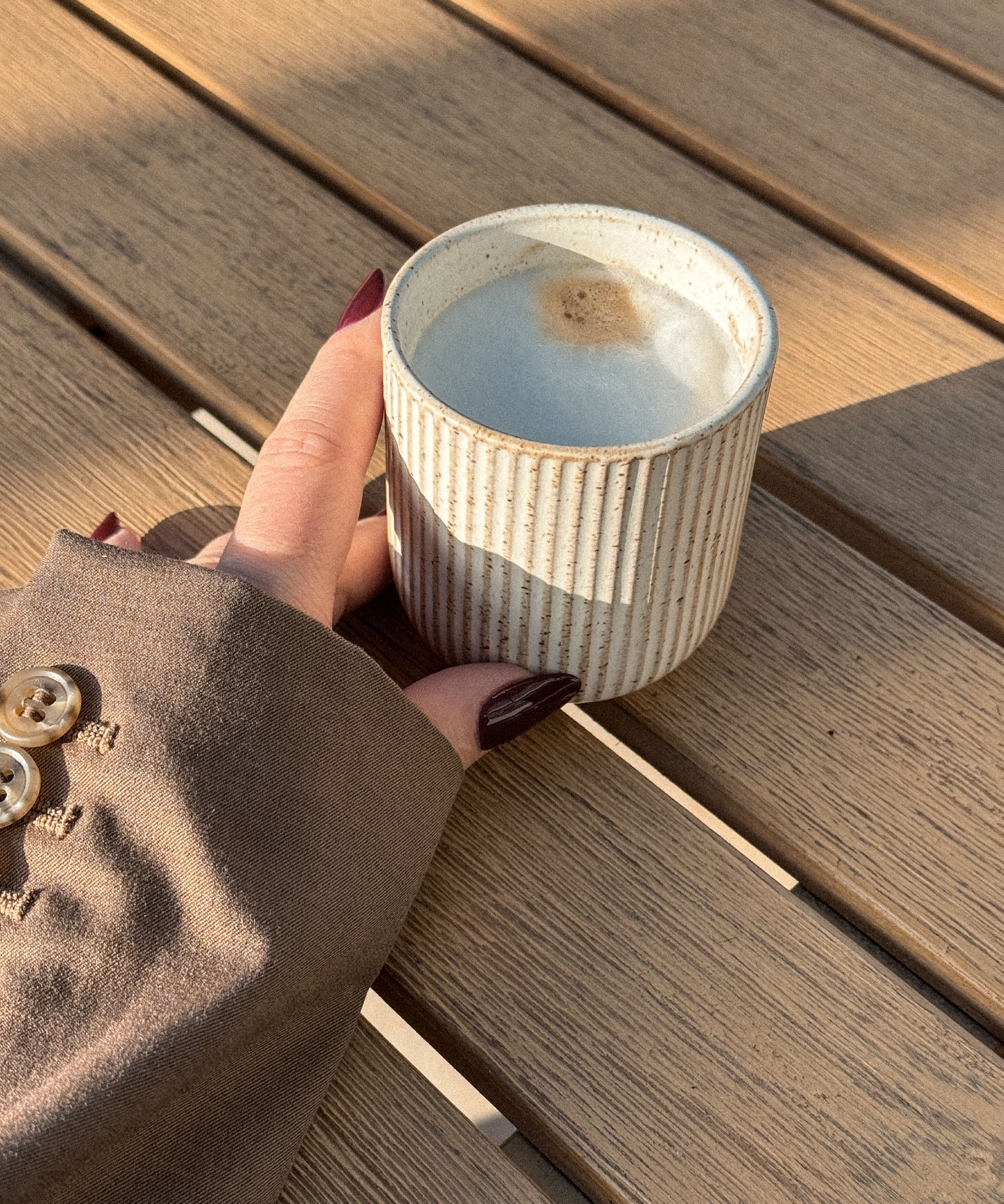 Keramik Becher im geriffeltem Design Beige | Paris