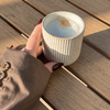 Keramik Becher im geriffeltem Design Beige | Paris