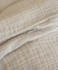 Haven Partner-Set Beige | 2× Musselin Einzelbettwäsche + 2× Kissenbezug 40×80