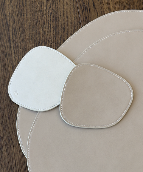 Glasuntersetzer Taupe/Creme | Jade