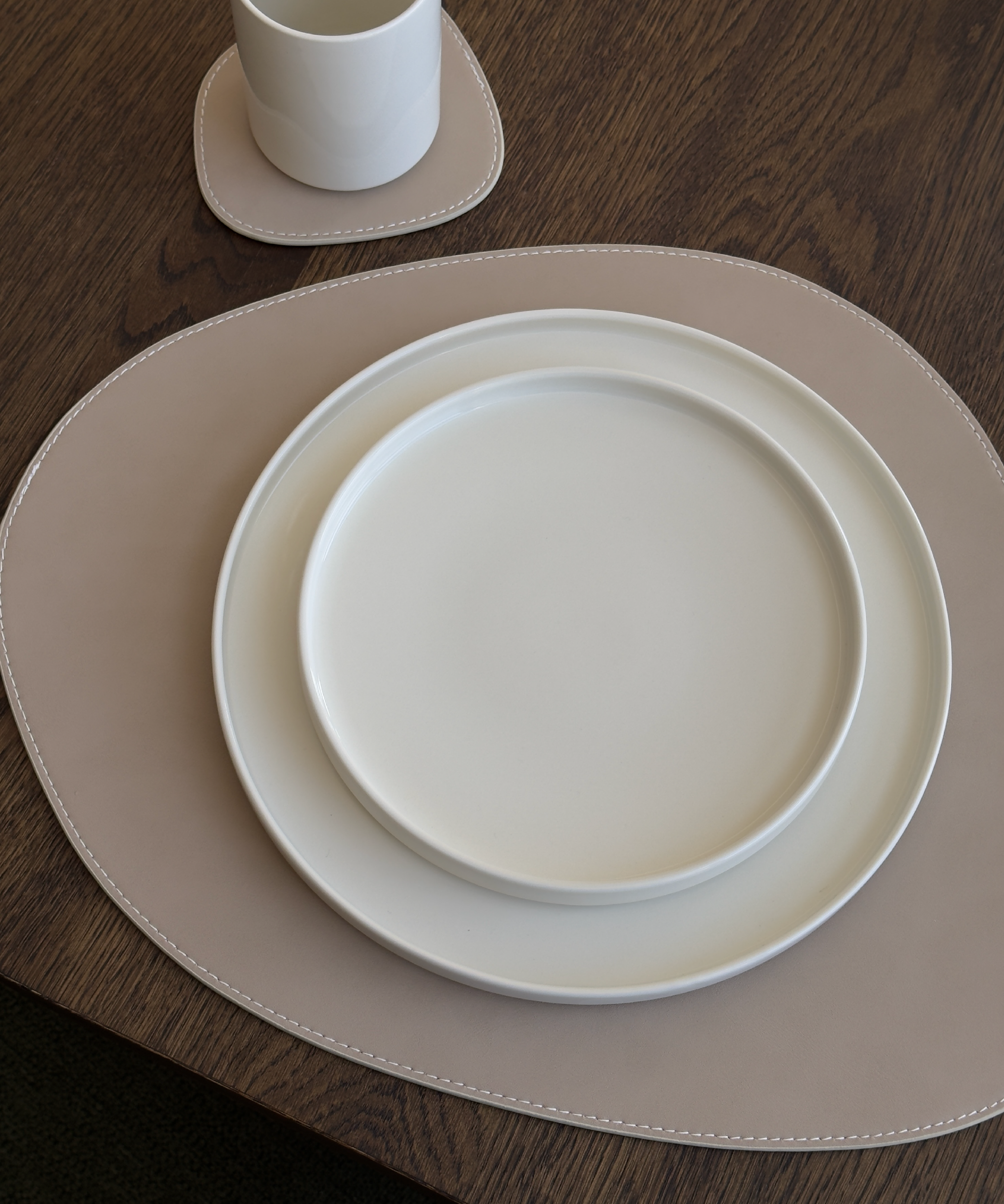 Teller- und Glasuntersetzer Taupe/Creme | Jade