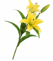 Realistischer Kunstzweig Lilienzweig mit zwei Blüten in Gelb – bloom collection von 7 O'CLOCK