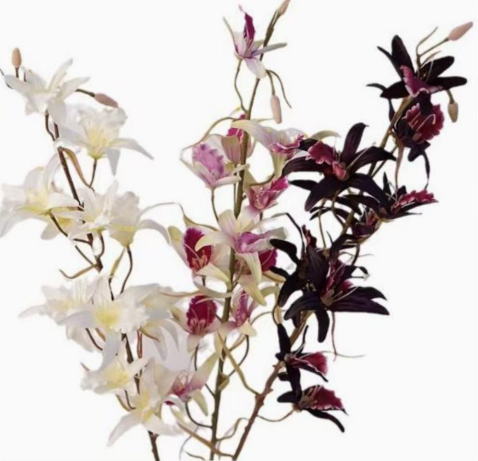 Realistischer Kunstzweig Orchideenzweig in Bordeaux – bloom collection von 7 O'CLOCK