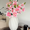 Lilien mit drei Blüten 5er Bouquet in Weiß & Rosa | Bloom