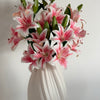 Lilien mit drei Blüten 5er Bouquet in Weiß & Rosa | Bloom
