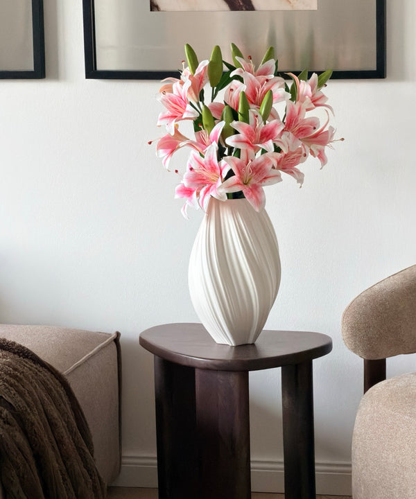Lilien mit drei Blüten 5er Bouquet in Weiß & Rosa | Bloom