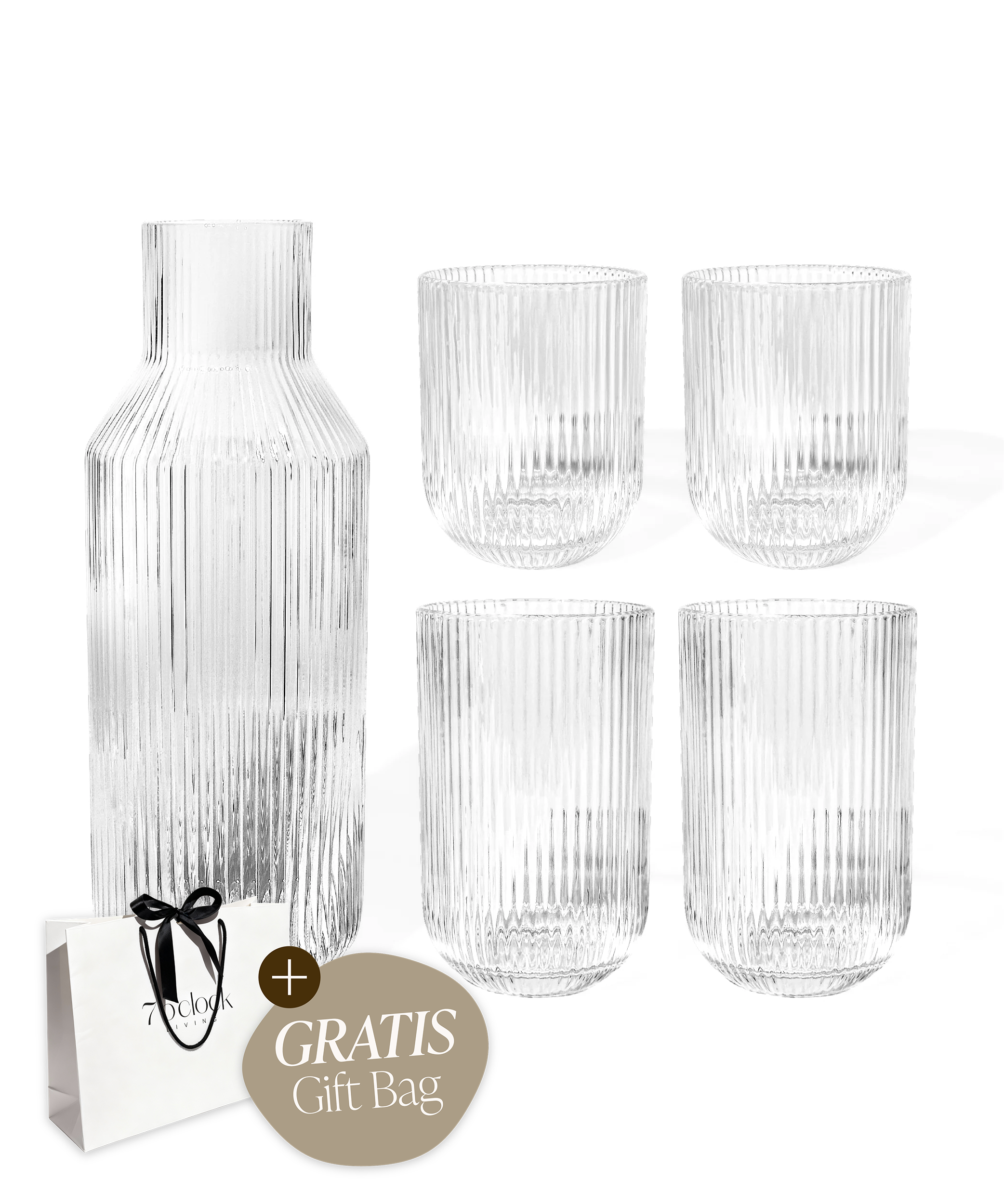 Gift-Edition Geriffelte Karaffe & Gläser-Set | Paris