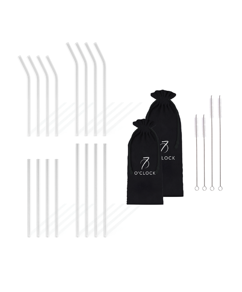 Set aus langen und kurzen Glasstrohhalmen – aris collection von 7 O'CLOCK